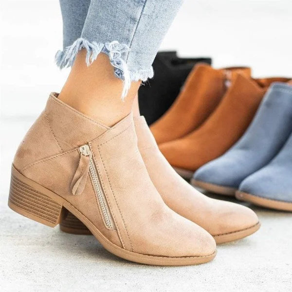Dam Ankelboots med Sidodragkedja och Blockklack