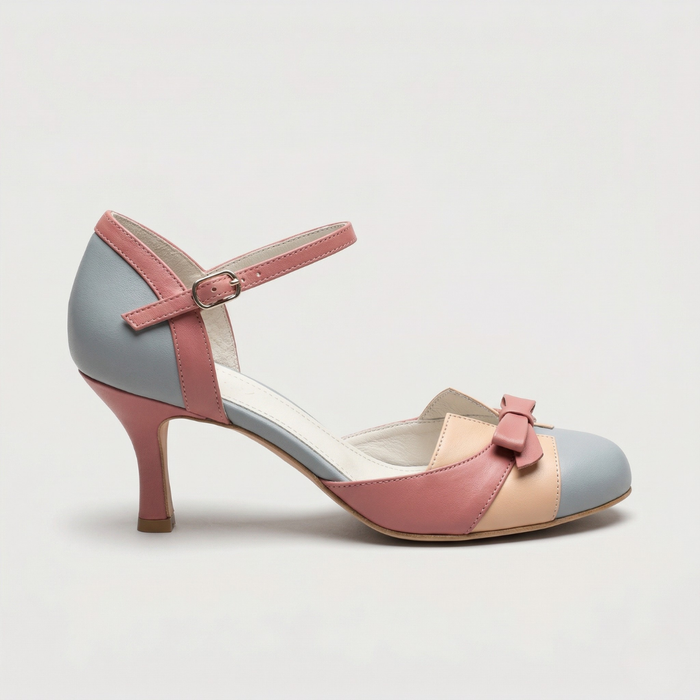Dam Mary Jane-Pumps med Klack och Ankelrem Colorblock