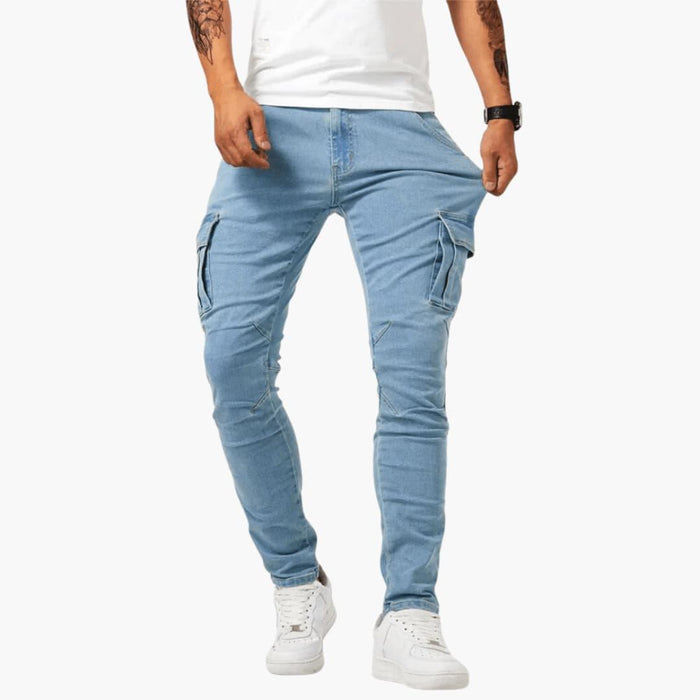 Herrens cargojans med stretch och fickor