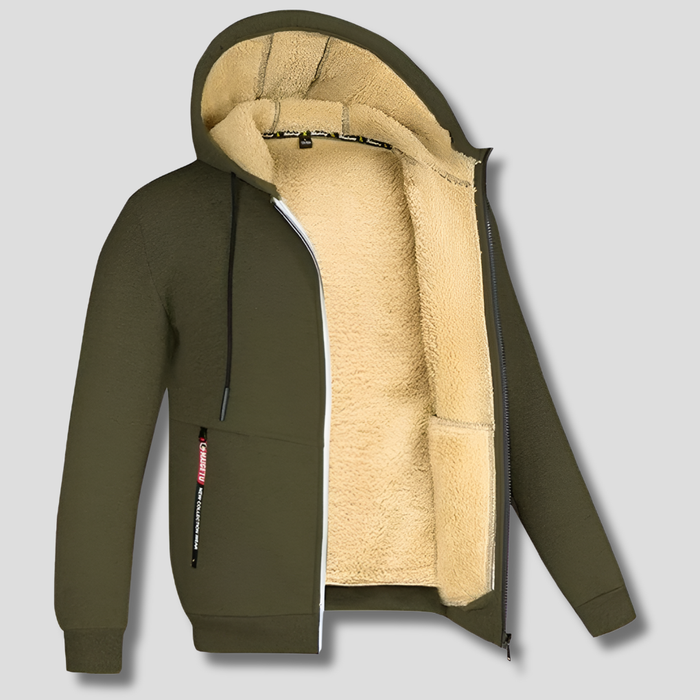 Herre Huvtröja med Dragkedja och Varm Fleecefoder