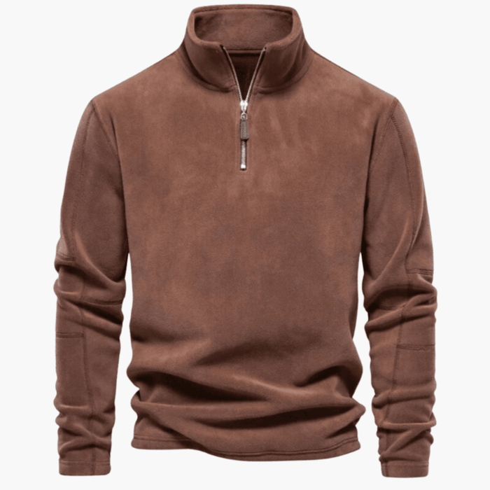 Herrfleecepullover med halvdragkedja