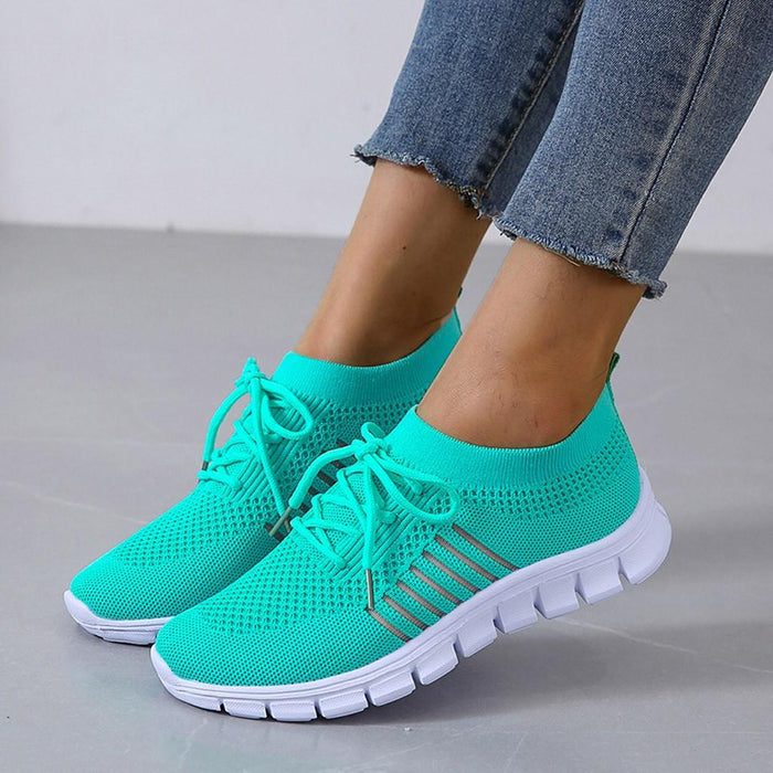 Dam Sockstickade Sneakers med Snörning och Mesh