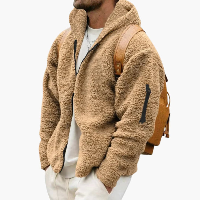 Herrjacka med huva och texturerad yta