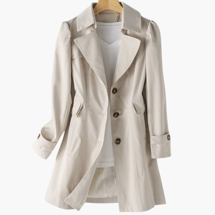 Kvinnors Trench Coat med Justerbar Midja