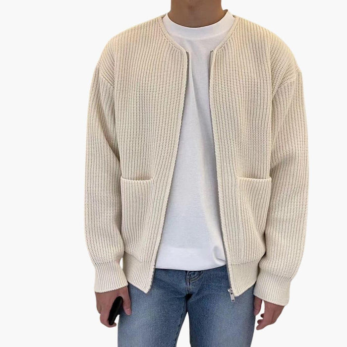 Herrcardigan med framdragkedja och fickor