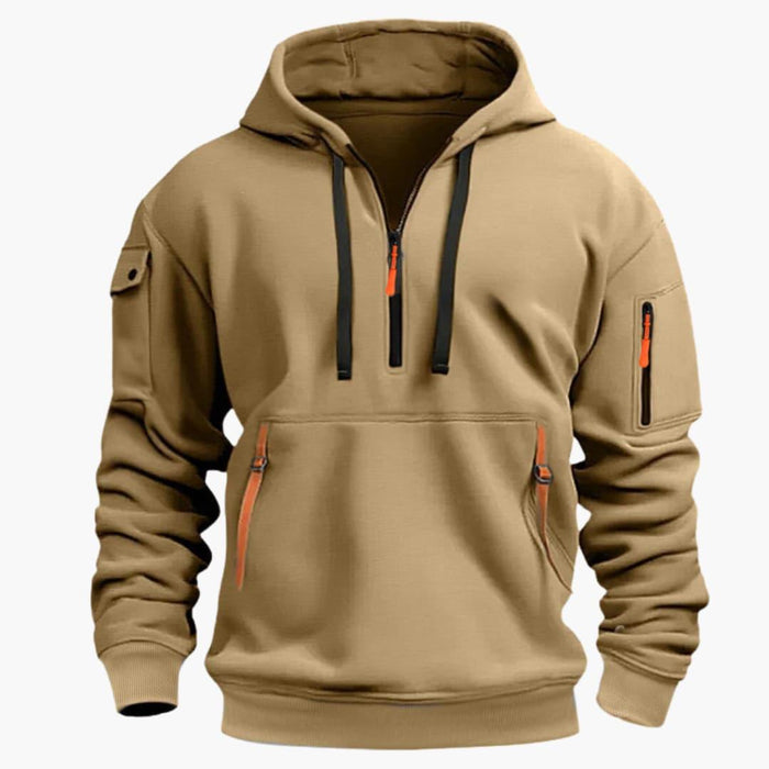 Hoodie för män med justerbar huva och dragkedjefickor