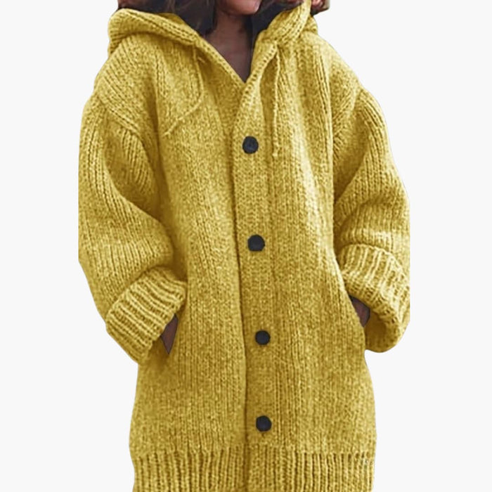 Kvinnors Hooded Cardigan med Lång Klippning