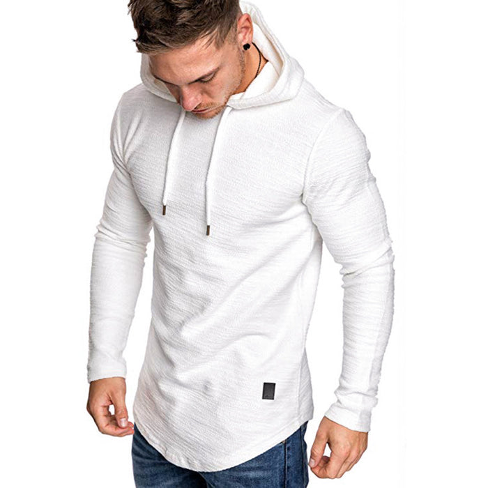 Elias | Slim fit hoodie herr med rundad nederkant