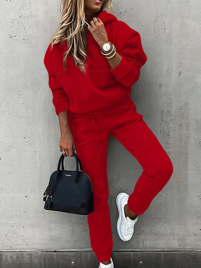 Dam Hoodie-set med Luvtröja och Joggers för Hemma