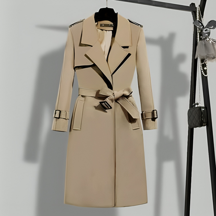 Dam Trenchcoat med Bälte och Kontrastdetaljer