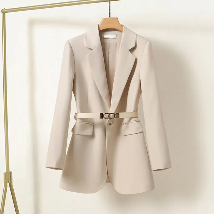 Dam Oversized Blazer med Skärp och Notch Lapels
