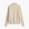 Kvinnors Turtleneck Tröja med Texturerad Stickning och Långa Ärmar