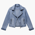 Kvinnors Denimjacka med Reverskrage och Dragkedjefickor
