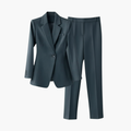 Kvinnors Blazer Set med Strukturerad Passform och Rakbyxor