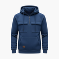Hoodie för män med halvdragkedja och framfickor
