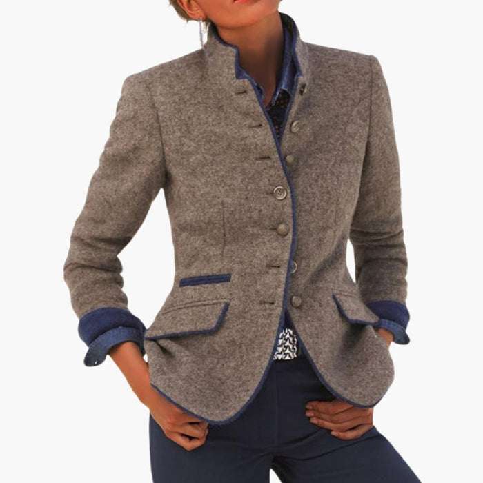 Kvinnors Blazer med Slagskrage och Knäppning