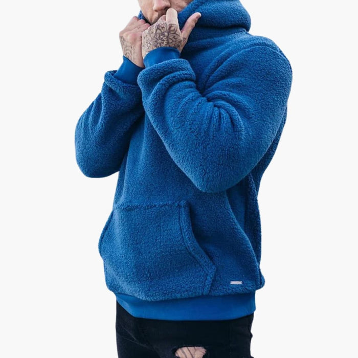 Herrhoodie med justerbar huva och känguruficka
