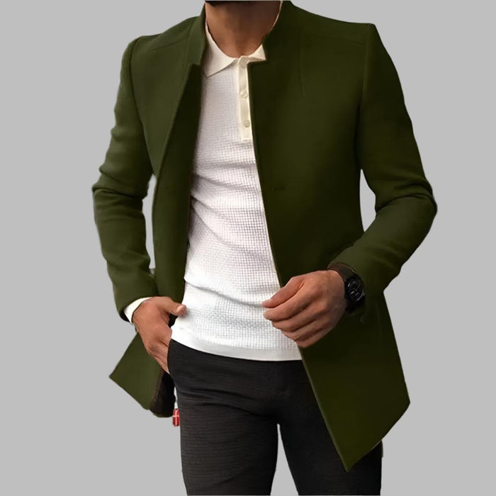 Herr Kavaj med Notch Krage och Enfärgad Design