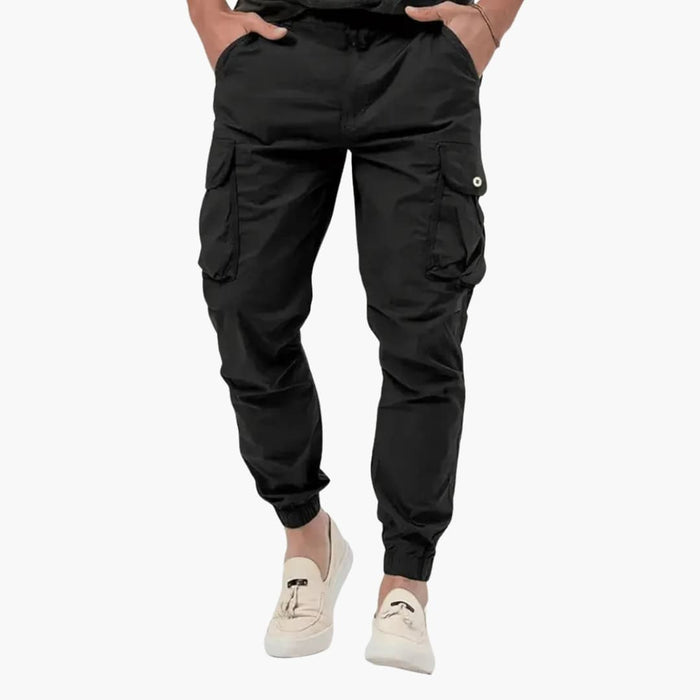 Herrars Cargo Joggers med Elastisk Nederkant och Sidofickor
