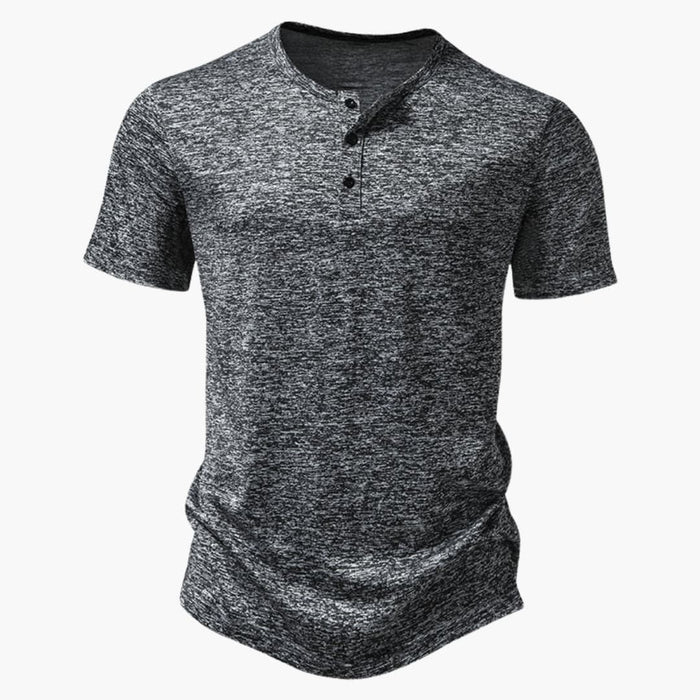 Herrarnas kortärmade Henley T-shirt i bomull med knapplist