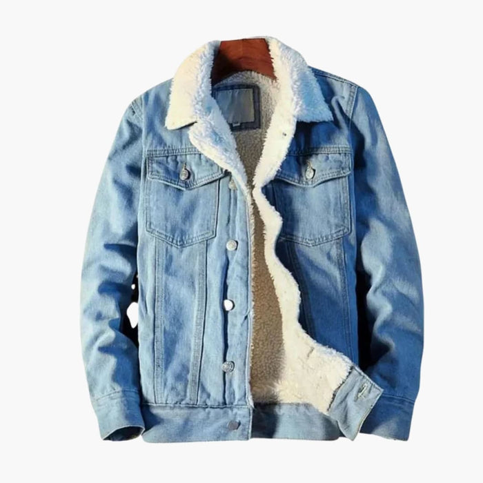 Herr Denimjacka med Sherpa-krage