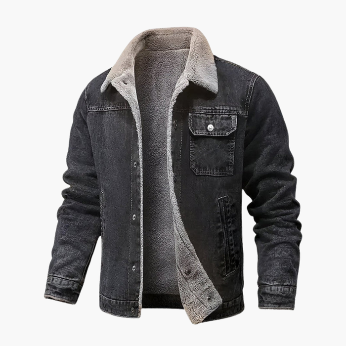 Herrfleece-fodrad denimjacka