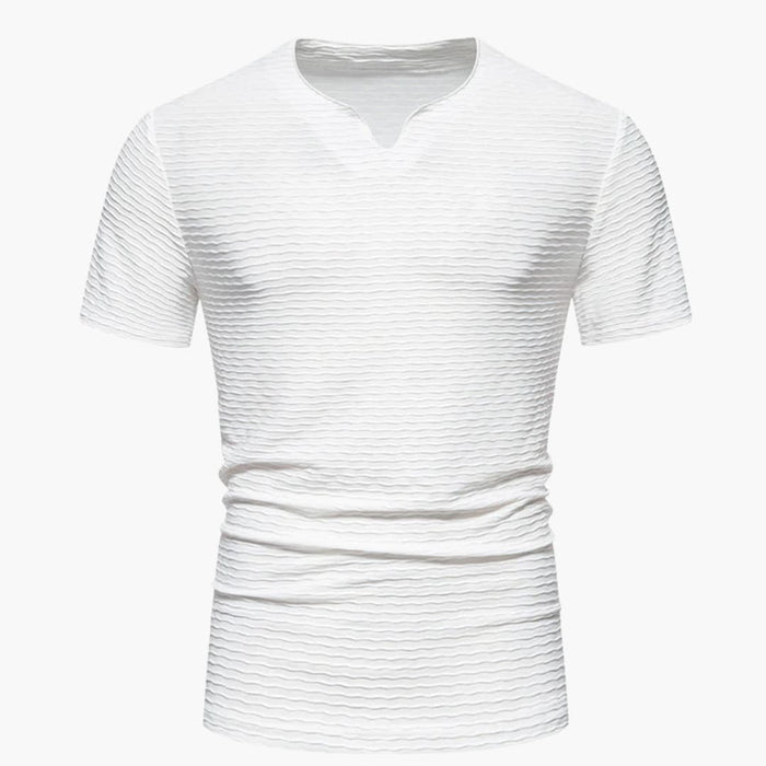 Herrars Slim Fit Vågmönstrad Crew Neck T-shirt med Kort Ärmar