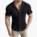 Herrars Waffle Knit Crew Neck Kortärmad T-shirt