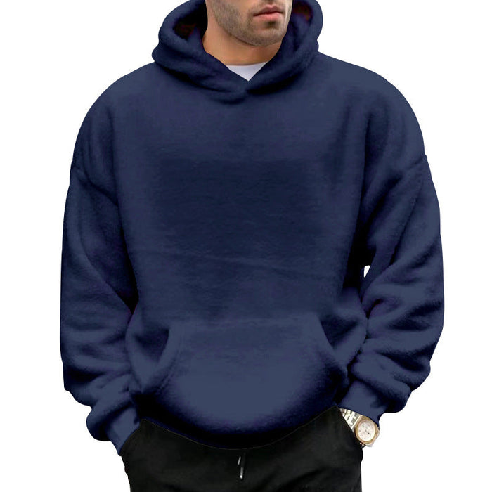Herr Oversized Hoodie med Teddy-textur och Känguruficka