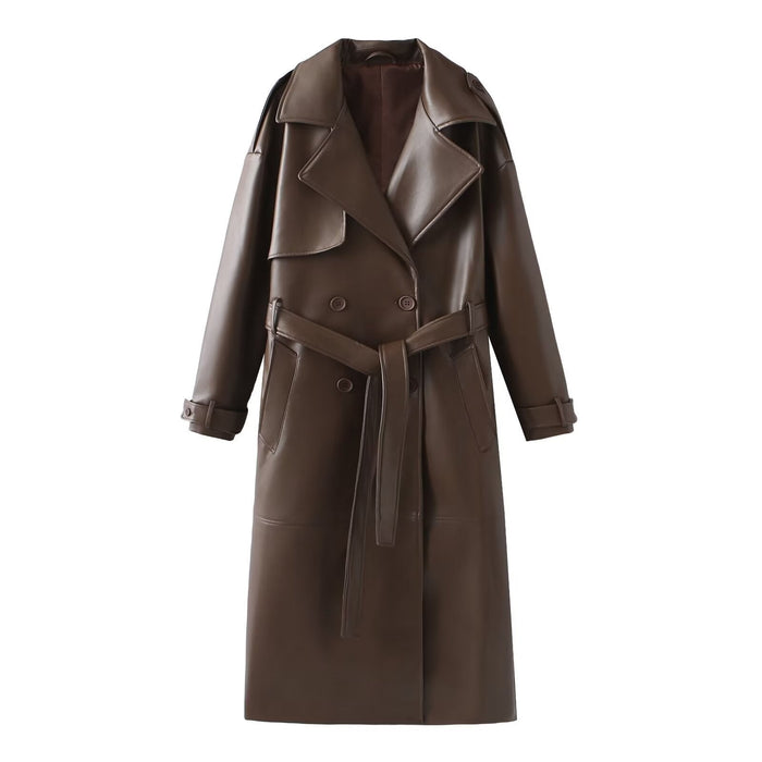 Dam Trenchcoat med Reverskrage och Bindskärp