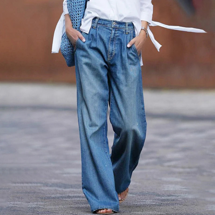 Dam Vida Jeans med Hög Midja och Avslappnad Passform