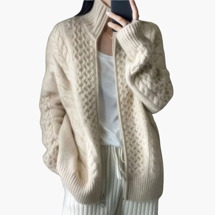 Kvinnors Cardigan med Hög Krage