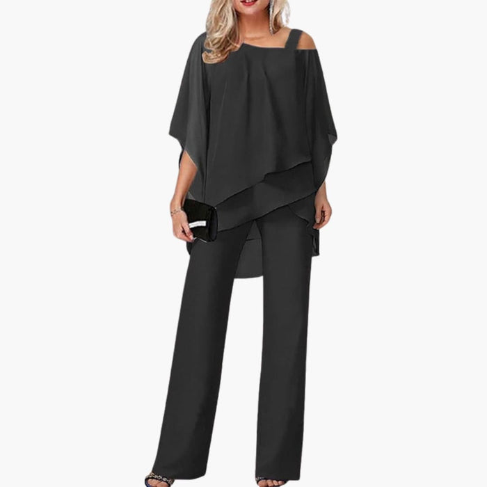 Kvinnors Cold Shoulder Vidben Jumpsuit