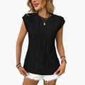 Kvinnors Jacquard Crew Neck Kortärmad T-shirt med 3D-textur