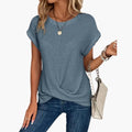 Kvinnors Enfärgad Rundhalsad T-shirt Everyday Top