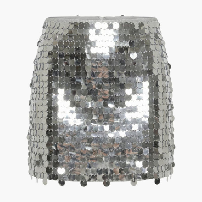 Kvinnors Mini Kjol med Paljetter och Elastisk Midja