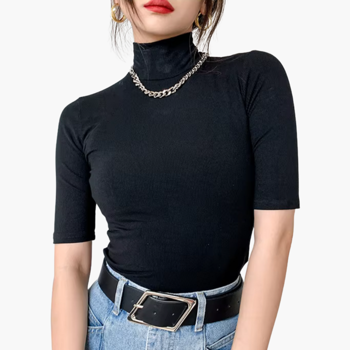 Kvinnors kortärmad polotröja med slim fit