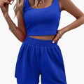 Kvinnors Sportiga Crop Top och Shorts Set – Två-Delad Aktivklädsel