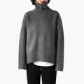 Kvinnors Turtleneck Tröja med Långa Ärmar och Ribbad Textur