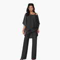 Kvinnors Tvådelade Outfit med Asymmetrisk Lager Top och Vida Byxor Set