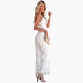 Kvinnors V-ringad Jumpsuit med Spetsbak