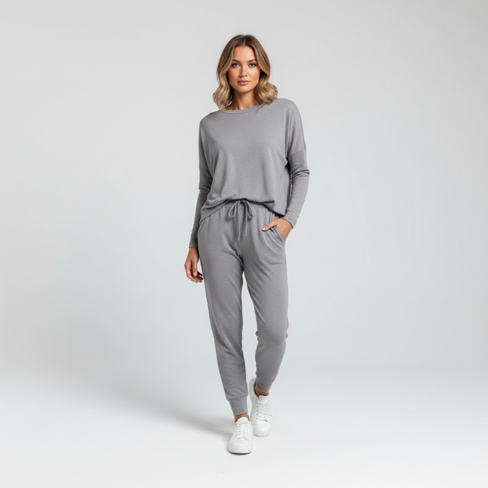 Dam Loungewear Set med Toppdel och Joggingbyxor