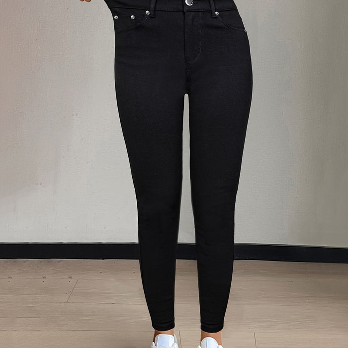 Dam Högmidjade Smala Jeans med Stretchpassform