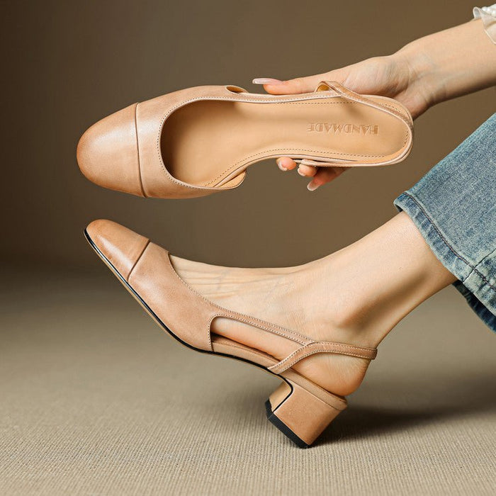 Dam Slingback Pumps med Mandel Tå och Blockklack