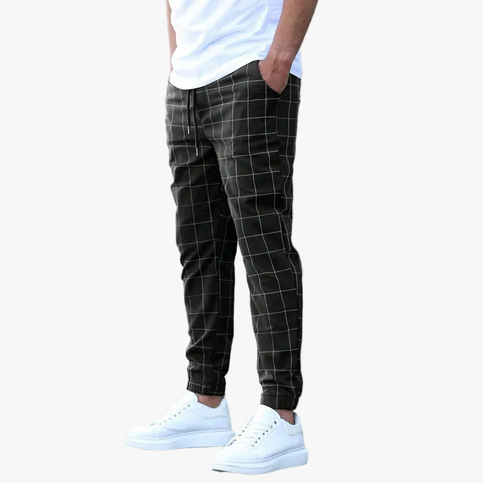 Herr Joggers med Rutmönster och Elastisk Midja