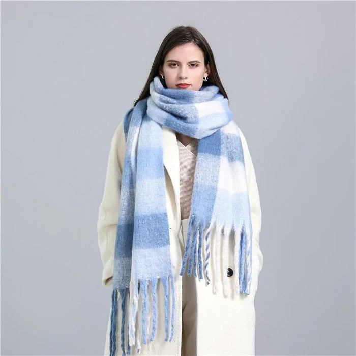 Dam Oversized Randig Halsduk med Fransar