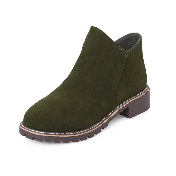 Dam Ankelboots Chelsea-Stil med Blockklack och Sömdetalj